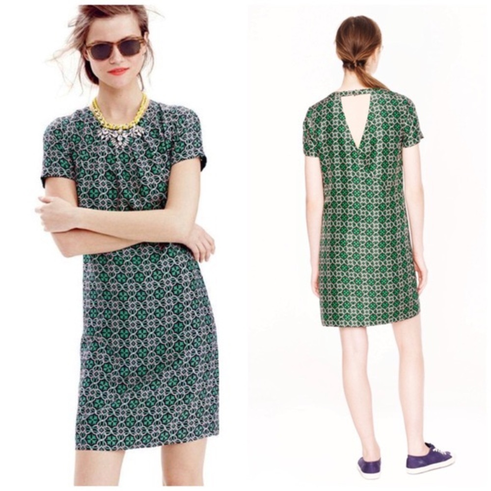J. CREW SILK SWOOP LATTICEWORK MEDALLION DRESS